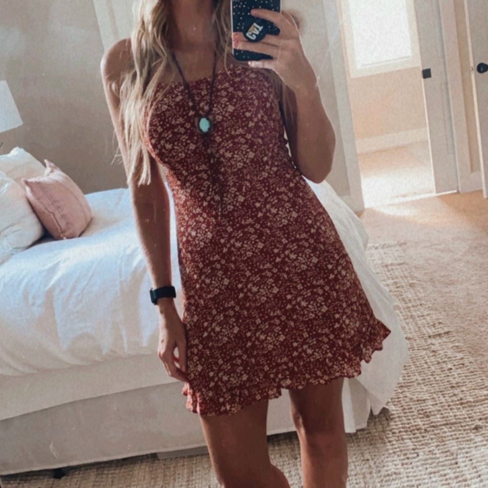 NWOT Lush Red Floral Dress 90s Inspired Size Small